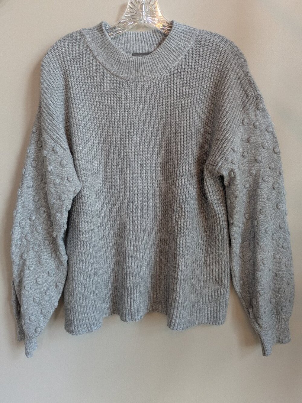 Vince Camuto Women's Bobble Stitch Sleeve Pullover Sweater Gray XL #647